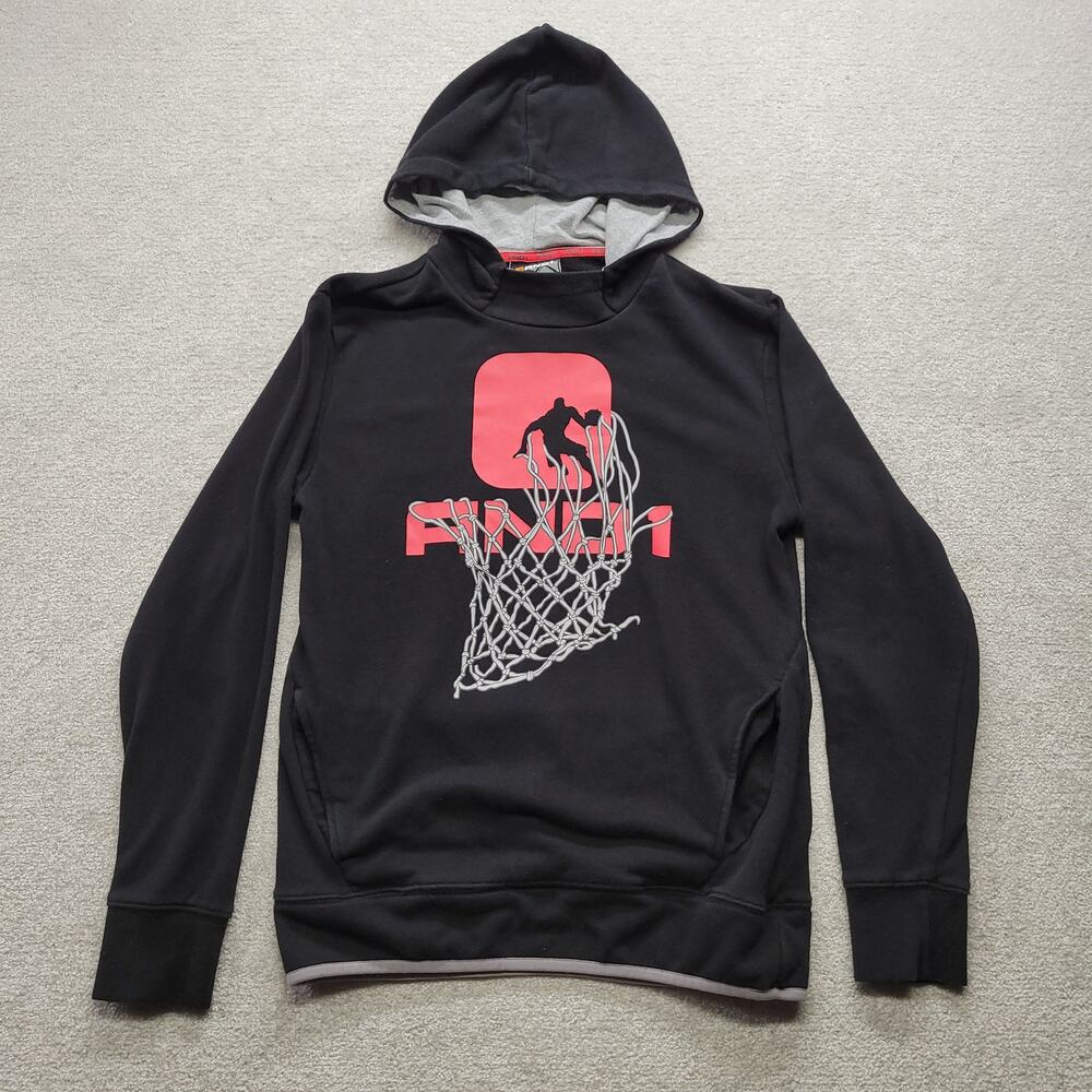 AND1 Basketball Black Pullover Hoodie Mens Small S Dunk Net Graphic Sweatshirt